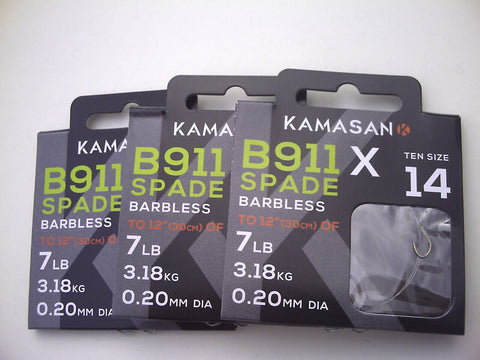 Kamasan B911 Barbless X Strong Hooks To Nylon