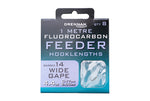 DRENNAN 1 METRE FLUOROCARBON FEEDER WIDE GAPE BARBED HOOKLENGTHS