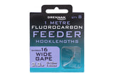 DRENNAN 1 METRE FLUOROCARBON FEEDER WIDE GAPE BARBED HOOKLENGTHS