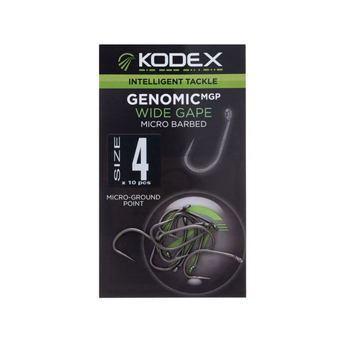 KODEX GenomicMGP Wide Gape Hooks - Microbarbed (10pc pkt)