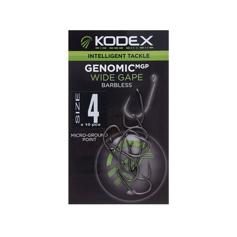 KODEX GenomicMGP Wide Gape Hooks - Barbless (10pc pkt)