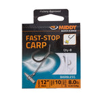 MIDDY Fast-Stop Carp Hooks-to-Nylon (Long - 12") (8pc pkt)
