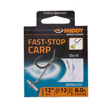 MIDDY Fast-Stop Carp Hooks-to-Nylon (Long - 12") (8pc pkt)