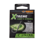 MIDDY Xtreme Carp X-Strong Hooks-to-Nylon (9pc pkt)