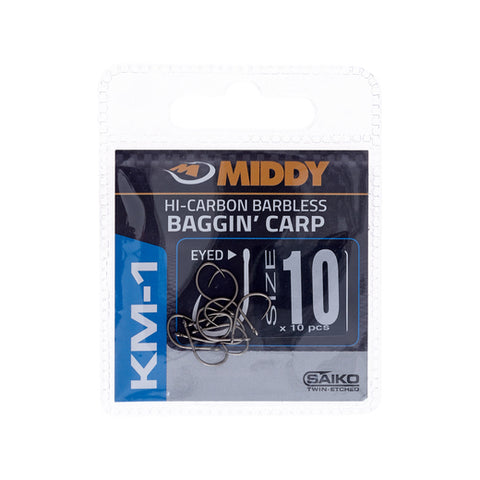 MIDDY KM-1 Baggin' Carp Eyed Hooks (10pc pkt)
