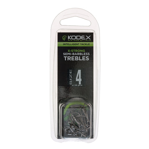 KODEX X-Strong Pike Treble Hooks: Semi-Barbless (10pc pkt)