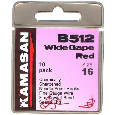 Kamasan B512 Spade End Barbed Wide Gape Red Hooks