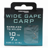 Drennan Wide Gape Carp Barbless Hooks To Nylon