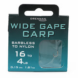 Drennan Wide Gape Carp Barbless Hooks To Nylon