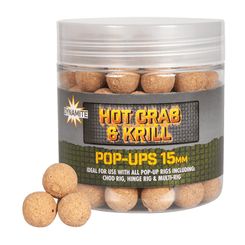Dynamite Baits HOT CRAB & KRILL FOOD BAIT POP UPS 15mm