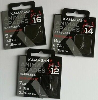Kamasan Animal Barbless X Strong Hooks To Nylon