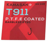 Kamasan T911 PTFE Coated Eyed Barbless Hooks