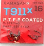 Kamasan T911X PTFE Coated Eyed Barbless Hooks