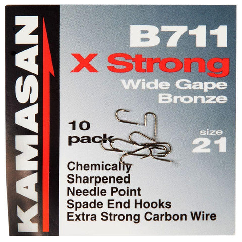 Kamasan B711 Spade End Barbed X Strong Wide Gape Bronze Hooks