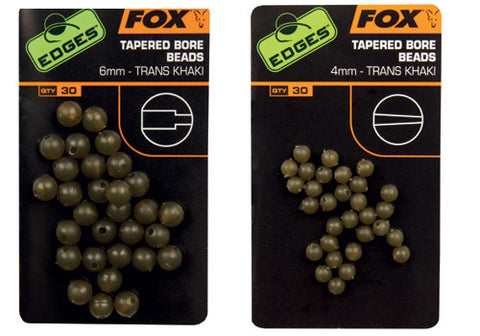 Fox Edges tapered bore beads x 30 trans khaki