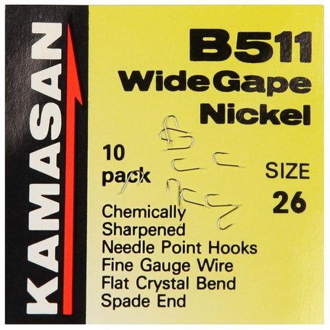 Kamasan B511 Spade End Barbed Wide Gape Nickel Hooks