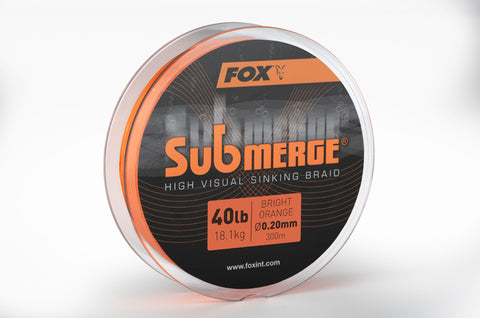 Fox Submerge bright orange sinking braid x 0.20mm 40lb/18.1kgs